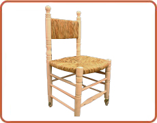 silla con respaldo tejido torneado